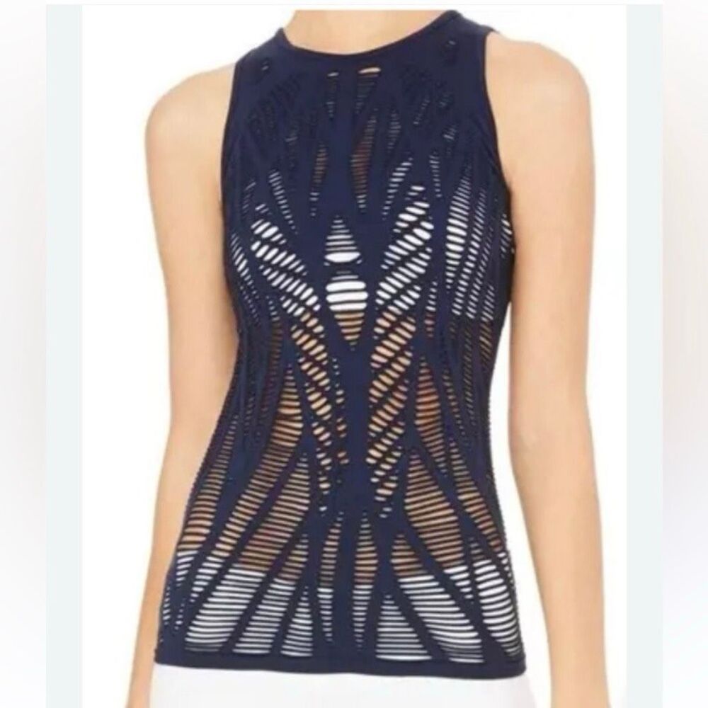 Alo Yoga Vixen Fitted Muscle Tank featuring strategic cutout Medium